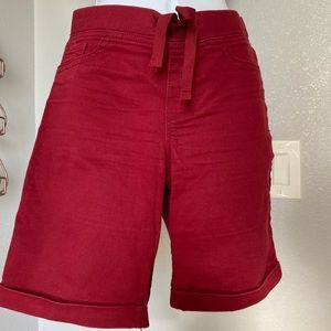 Red Shorts.  comfortable elastic waist, mid length shorts.